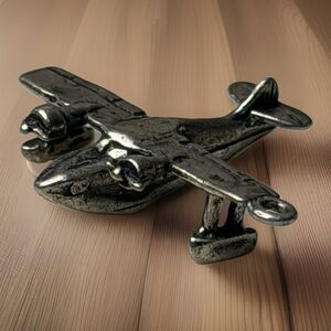 Vintage Airplane 3D Sterling Silver Charm